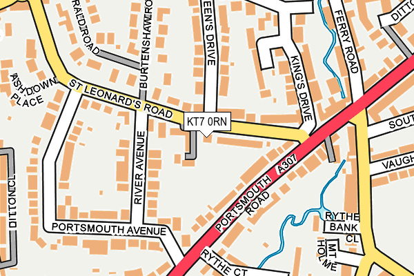 KT7 0RN map - OS OpenMap – Local (Ordnance Survey)