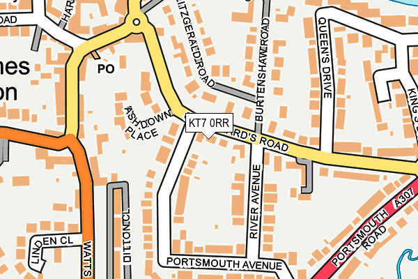 KT7 0RR map - OS OpenMap – Local (Ordnance Survey)