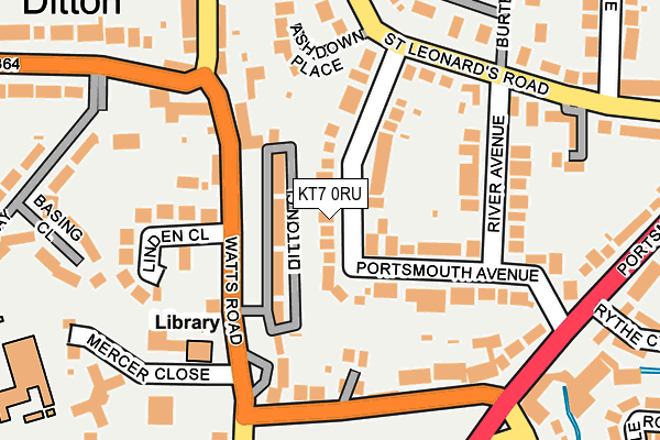 KT7 0RU map - OS OpenMap – Local (Ordnance Survey)
