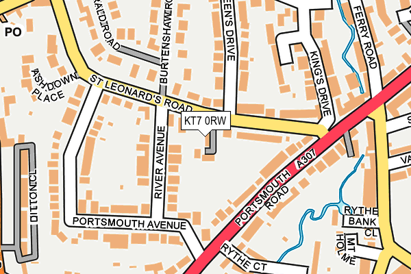 KT7 0RW map - OS OpenMap – Local (Ordnance Survey)