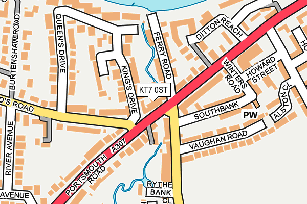 KT7 0ST map - OS OpenMap – Local (Ordnance Survey)