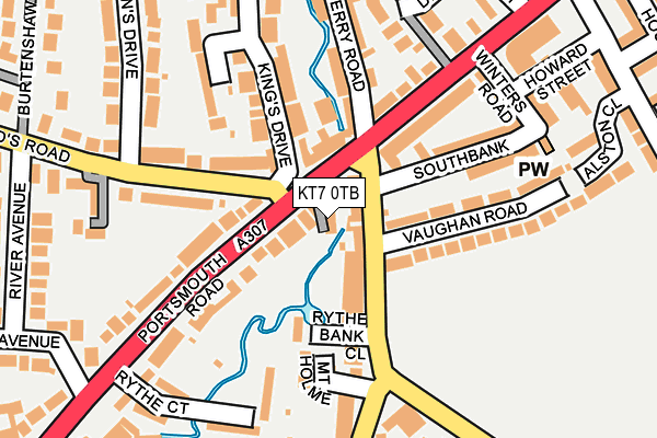 KT7 0TB map - OS OpenMap – Local (Ordnance Survey)
