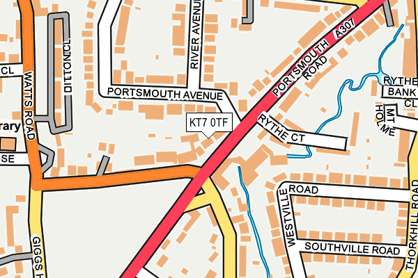 KT7 0TF map - OS OpenMap – Local (Ordnance Survey)