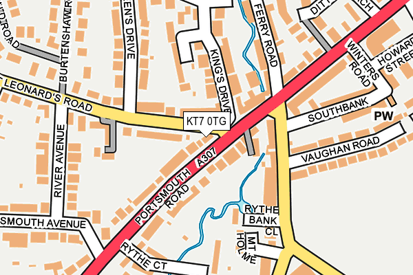 KT7 0TG map - OS OpenMap – Local (Ordnance Survey)