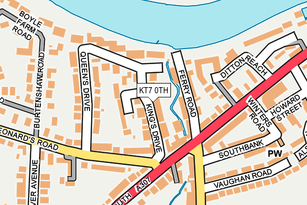 KT7 0TH map - OS OpenMap – Local (Ordnance Survey)