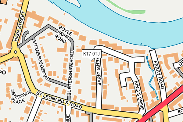 KT7 0TJ map - OS OpenMap – Local (Ordnance Survey)