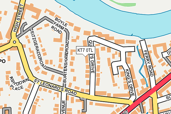KT7 0TL map - OS OpenMap – Local (Ordnance Survey)