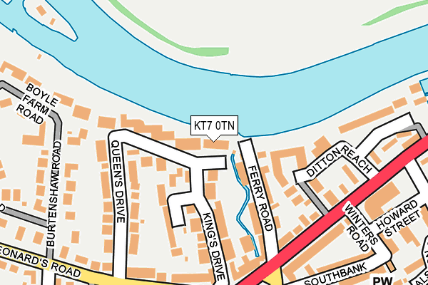 KT7 0TN map - OS OpenMap – Local (Ordnance Survey)