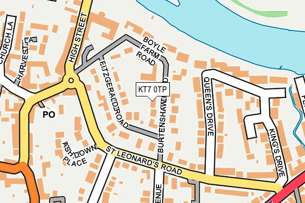 KT7 0TP map - OS OpenMap – Local (Ordnance Survey)