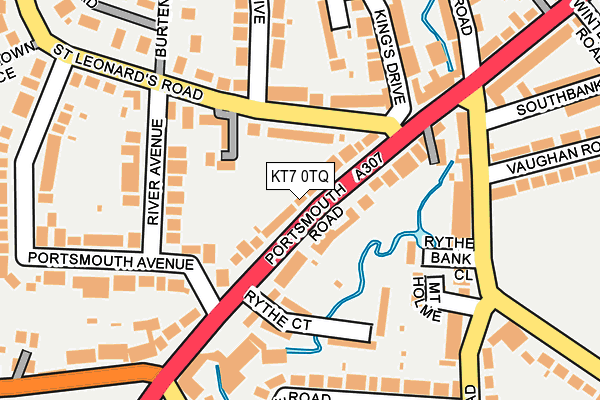 KT7 0TQ map - OS OpenMap – Local (Ordnance Survey)