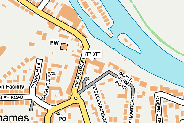 KT7 0TT map - OS OpenMap – Local (Ordnance Survey)