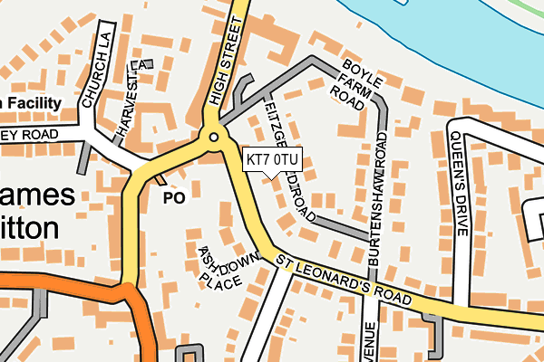 KT7 0TU map - OS OpenMap – Local (Ordnance Survey)