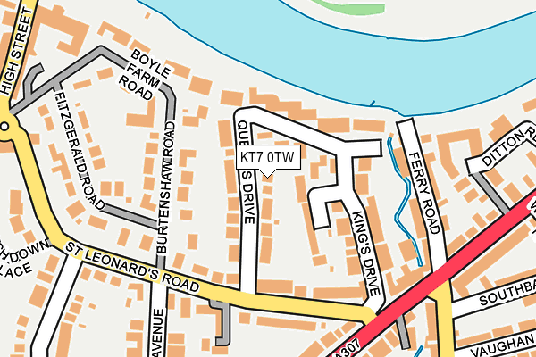 KT7 0TW map - OS OpenMap – Local (Ordnance Survey)