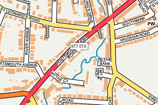 KT7 0TX map - OS OpenMap – Local (Ordnance Survey)
