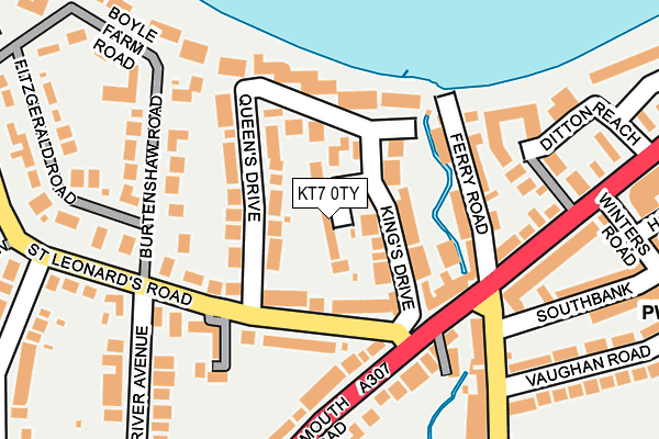 KT7 0TY map - OS OpenMap – Local (Ordnance Survey)
