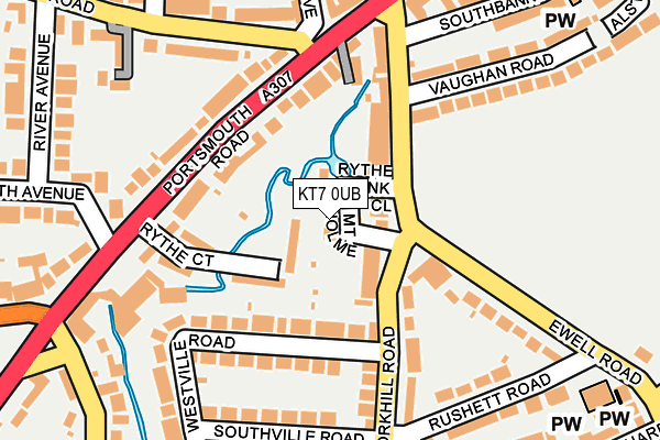 KT7 0UB map - OS OpenMap – Local (Ordnance Survey)
