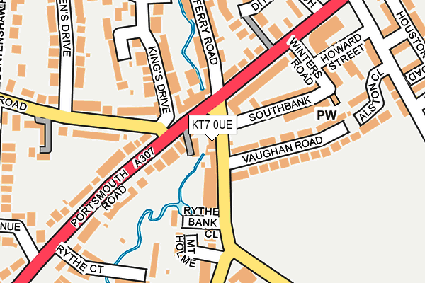 KT7 0UE map - OS OpenMap – Local (Ordnance Survey)
