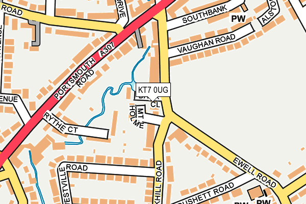 KT7 0UG map - OS OpenMap – Local (Ordnance Survey)