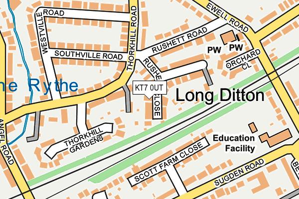 KT7 0UT map - OS OpenMap – Local (Ordnance Survey)