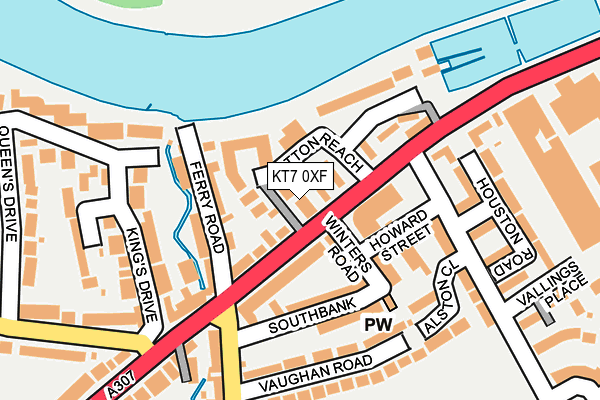 KT7 0XF map - OS OpenMap – Local (Ordnance Survey)