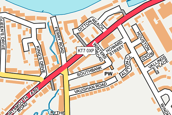 KT7 0XP map - OS OpenMap – Local (Ordnance Survey)
