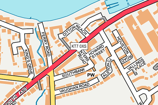 KT7 0XS map - OS OpenMap – Local (Ordnance Survey)
