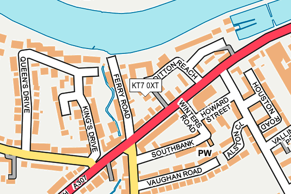 KT7 0XT map - OS OpenMap – Local (Ordnance Survey)