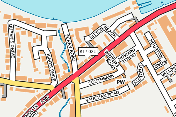 KT7 0XU map - OS OpenMap – Local (Ordnance Survey)