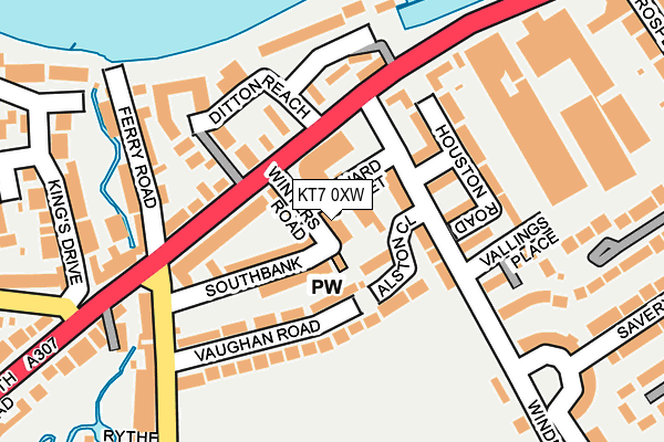 KT7 0XW map - OS OpenMap – Local (Ordnance Survey)