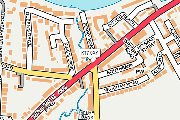 KT7 0XY map - OS OpenMap – Local (Ordnance Survey)