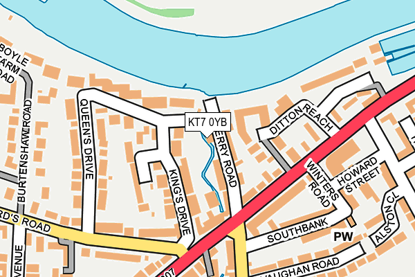 KT7 0YB map - OS OpenMap – Local (Ordnance Survey)
