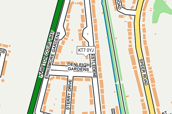KT7 0YJ map - OS OpenMap – Local (Ordnance Survey)