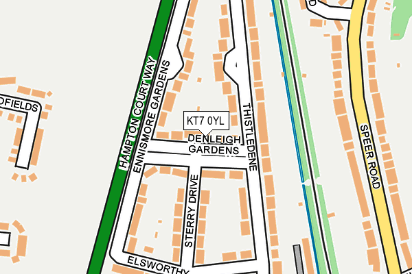 KT7 0YL map - OS OpenMap – Local (Ordnance Survey)