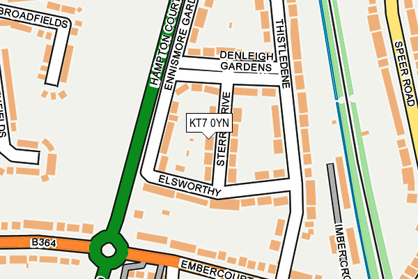 KT7 0YN map - OS OpenMap – Local (Ordnance Survey)