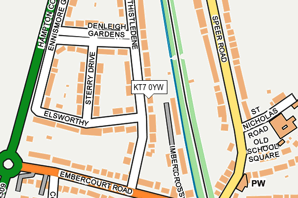 KT7 0YW map - OS OpenMap – Local (Ordnance Survey)
