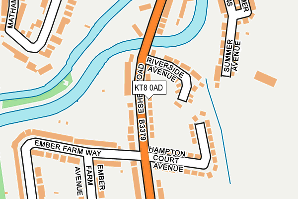 KT8 0AD map - OS OpenMap – Local (Ordnance Survey)