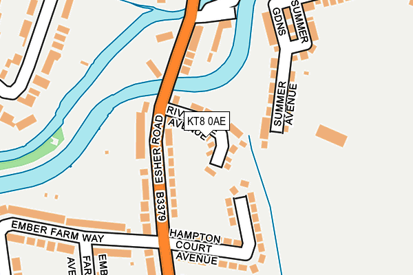KT8 0AE map - OS OpenMap – Local (Ordnance Survey)