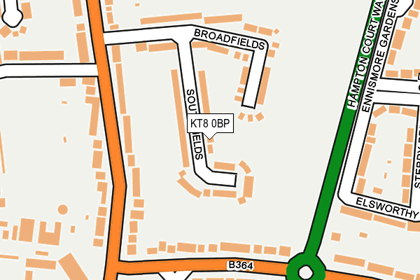 KT8 0BP map - OS OpenMap – Local (Ordnance Survey)