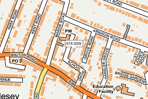 KT8 0DW map - OS OpenMap – Local (Ordnance Survey)