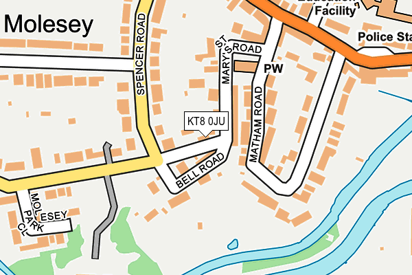 KT8 0JU map - OS OpenMap – Local (Ordnance Survey)