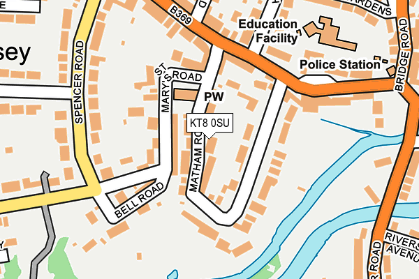 KT8 0SU map - OS OpenMap – Local (Ordnance Survey)