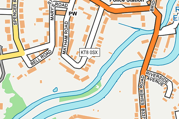 KT8 0SX map - OS OpenMap – Local (Ordnance Survey)