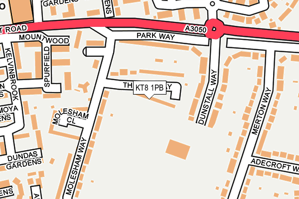 KT8 1PB map - OS OpenMap – Local (Ordnance Survey)