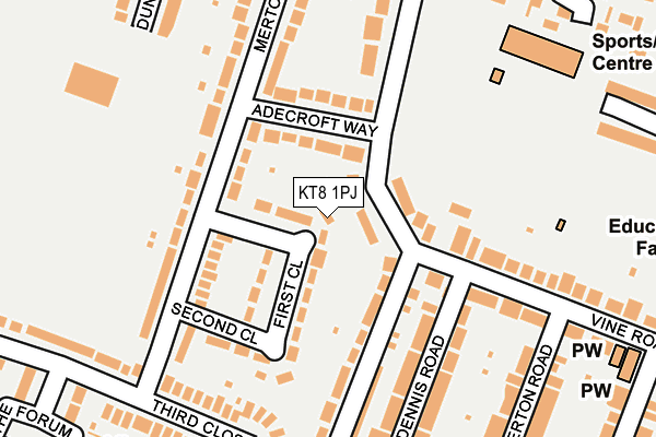 KT8 1PJ map - OS OpenMap – Local (Ordnance Survey)