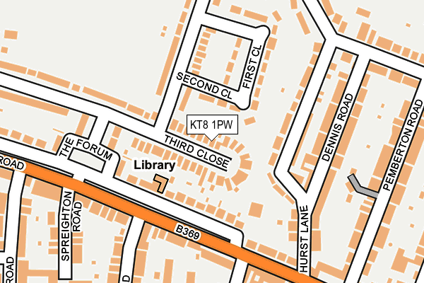 KT8 1PW map - OS OpenMap – Local (Ordnance Survey)