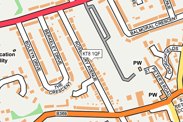 KT8 1QF map - OS OpenMap – Local (Ordnance Survey)