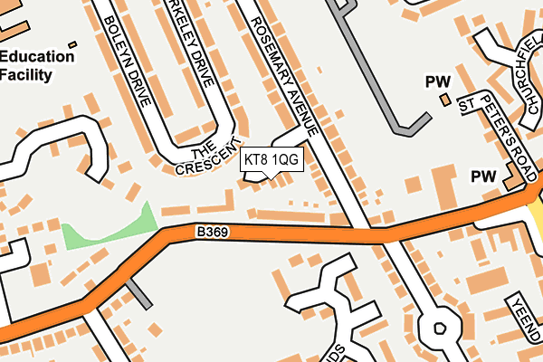 KT8 1QG map - OS OpenMap – Local (Ordnance Survey)