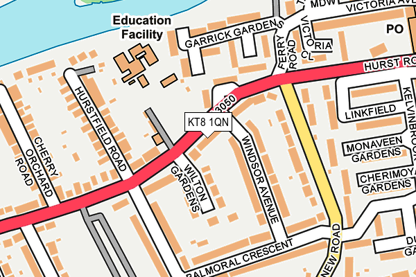KT8 1QN map - OS OpenMap – Local (Ordnance Survey)