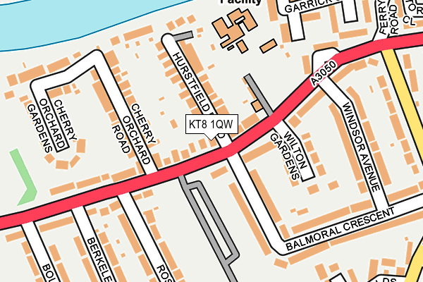 KT8 1QW map - OS OpenMap – Local (Ordnance Survey)
