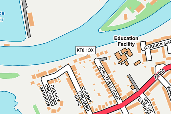 KT8 1QX map - OS OpenMap – Local (Ordnance Survey)